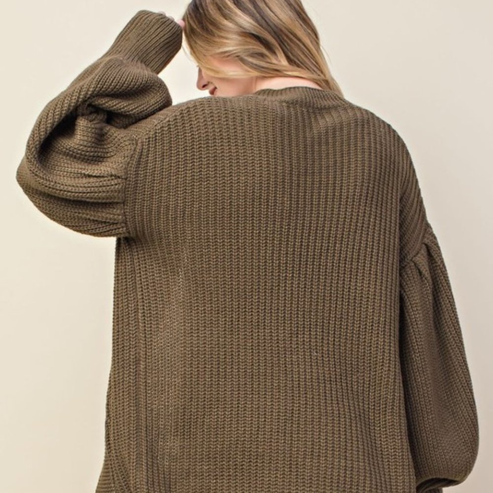 Bubble Sleeve Sweater Cardigan - Picture 5 of 5